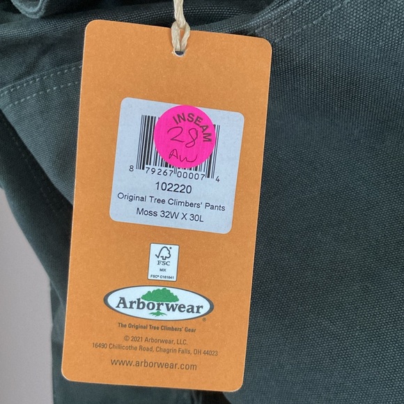 New Arborwear Original Tree Climbers Double Knee Pants Canvas 32 X 28 Moss Green - Picture 10 of 10